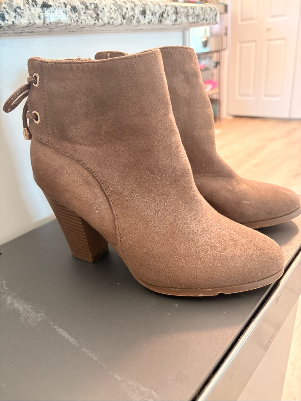 tan faux suede booties from Forever 21 size 6 1/2